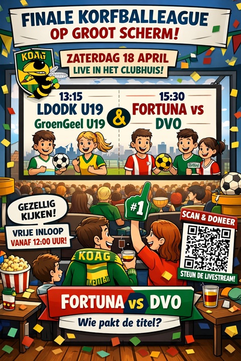 Finale Korfballeague op groot scherm